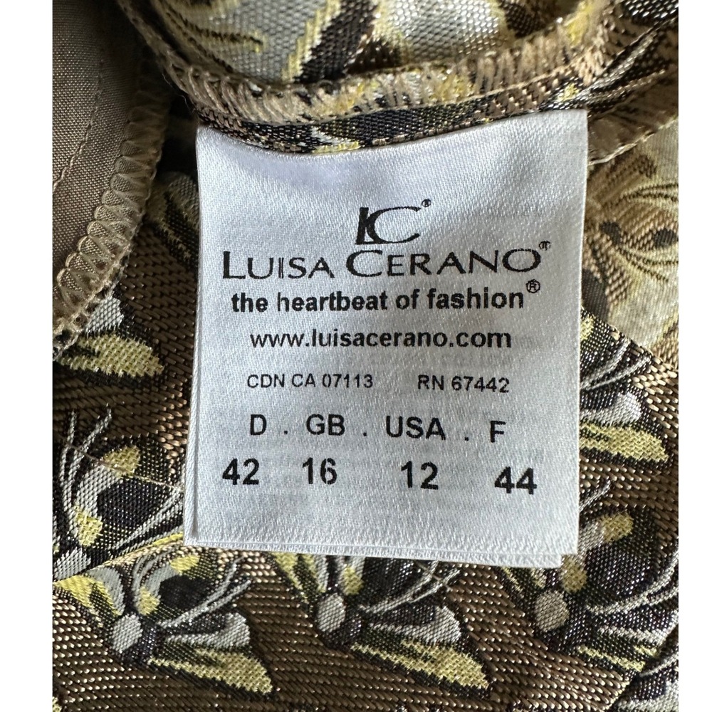 Luisa Cerano Bee Insect Print Metallic Jacquard Shift Dress Gold Brown 12 - Picture 7 of 8